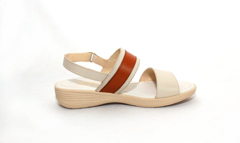 SANDALIA CASUAL PARA DAMA RELAX 127 HUESO/CAMEL