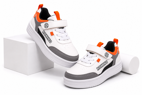 TENIS CASUAL PARA NIÑO ROKINO 2453 BLANCO/NARANJA