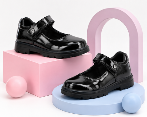 ZAPATO ESCOLAR PARA NIÑA BAMBINO A5615 CHAROL NEGRO