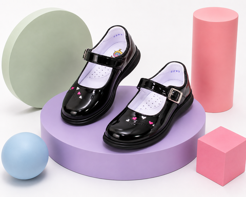 ZAPATO ESCOLAR PARA NIÑA DOMINIQ 2293 CHAROL NEGRO