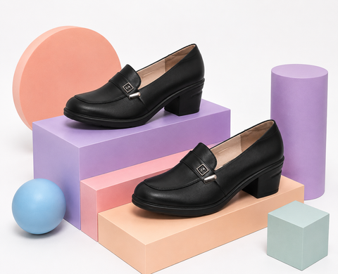 ZAPATO LOAFER DE TACÓN PARA MUJER VICENZA 24105 NEGRO