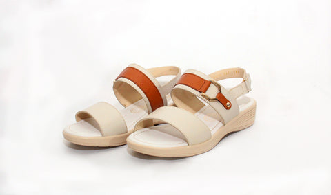 SANDALIA CASUAL PARA DAMA RELAX 127 HUESO/CAMEL