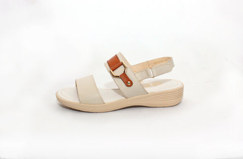SANDALIA CASUAL PARA DAMA RELAX 127 HUESO/CAMEL